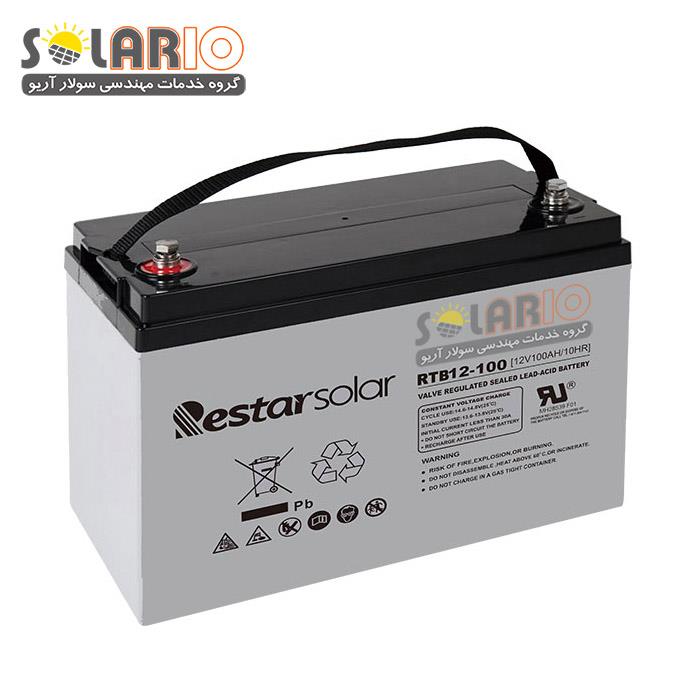 باطری خورشیدی 100آمپر ۱۲ولت دیپ سایکل  AGM GEL مدلRTB12-100 برند رستار سولار Restar Solar